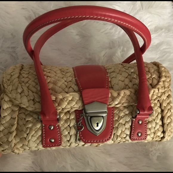 Ann Taylor Straw Purse With Pink Details - Picture 2 of 6